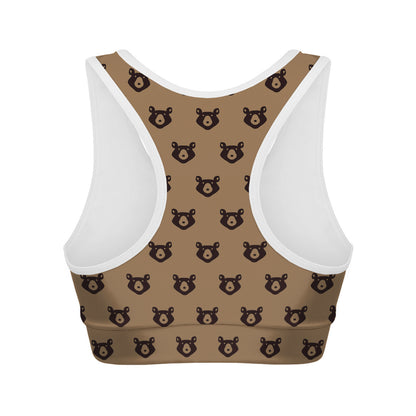 Grizzly Bear Pattern Print Women's Sports Bra