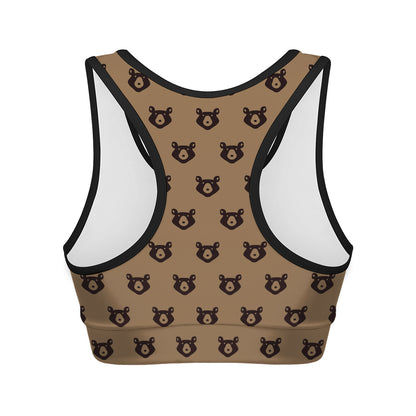 Grizzly Bear Pattern Print Women's Sports Bra