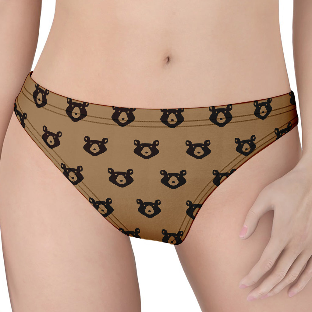 Grizzly Bear Pattern Print Women's Thong
