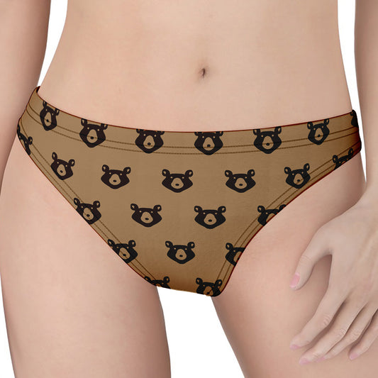 Grizzly Bear Pattern Print Women's Thong