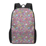 Groovy Girly Peace Pattern Print 17 Inch Backpack