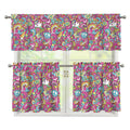 Groovy Girly Peace Pattern Print 3 Piece Kitchen Curtains