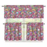 Groovy Girly Peace Pattern Print 3 Piece Kitchen Curtains