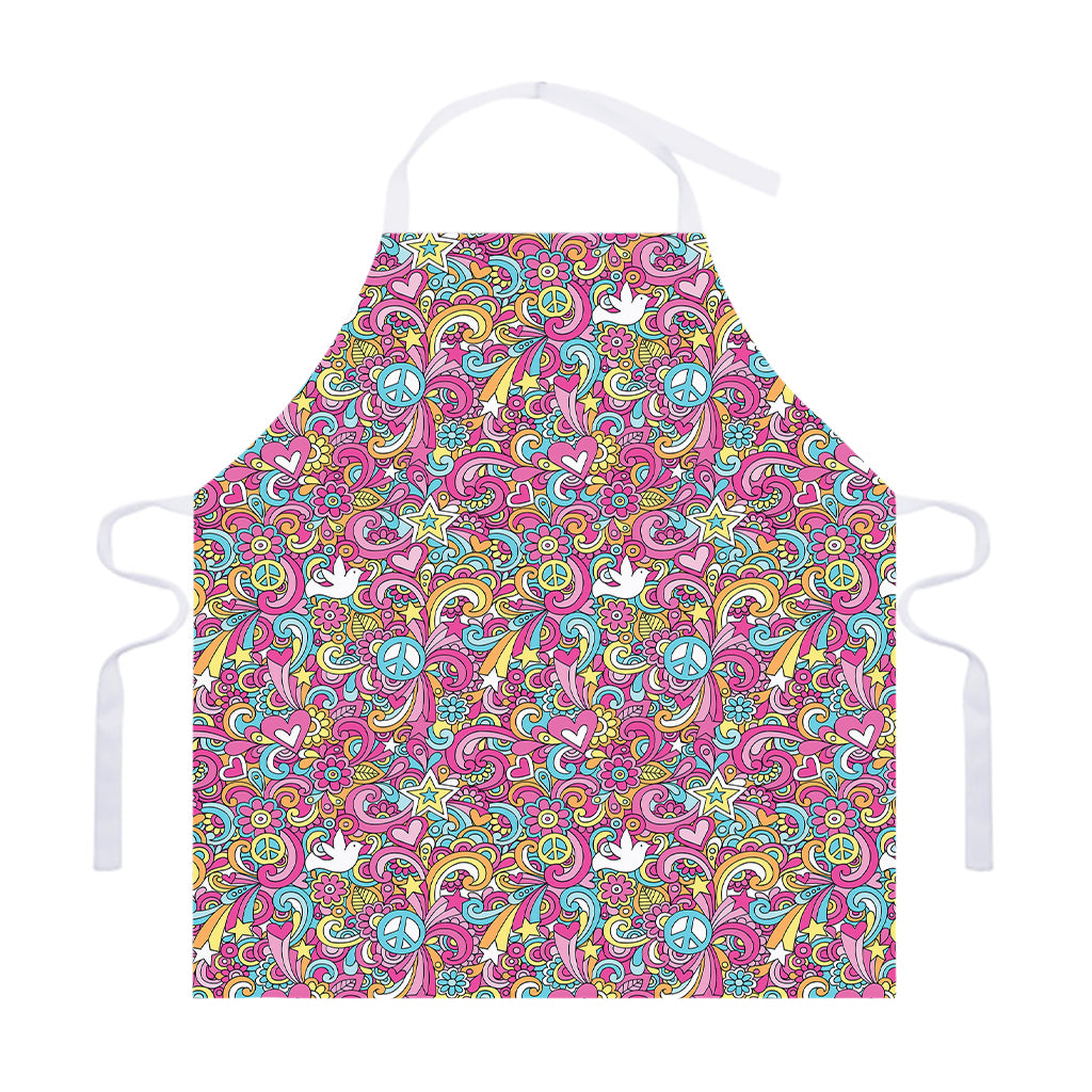 Groovy Girly Peace Pattern Print Adjustable Apron