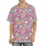 Groovy Girly Peace Pattern Print Aloha Shirt