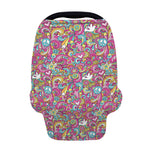 Groovy Girly Peace Pattern Print Baby Seat Cover