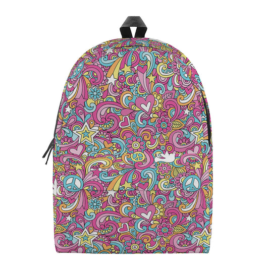 Groovy Girly Peace Pattern Print Backpack