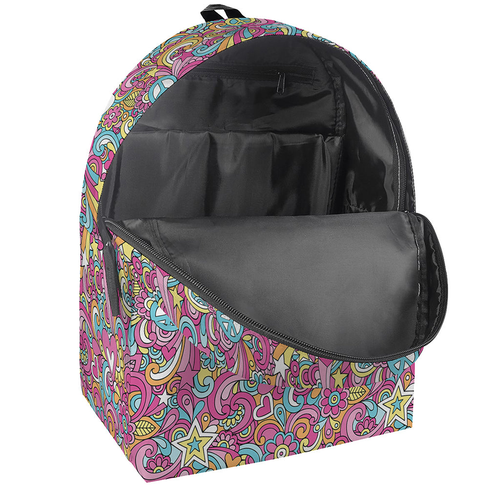 Groovy Girly Peace Pattern Print Backpack