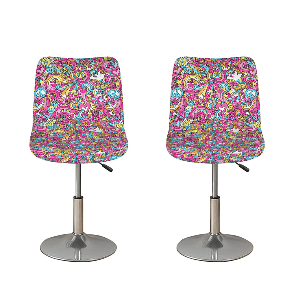 Groovy Girly Peace Pattern Print Bar Stool Covers