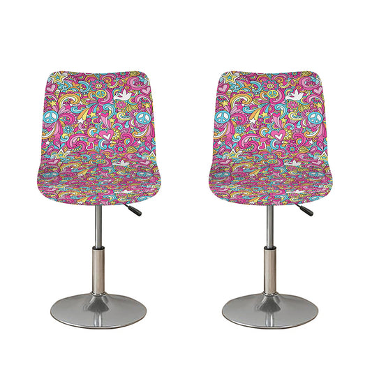 Groovy Girly Peace Pattern Print Bar Stool Covers
