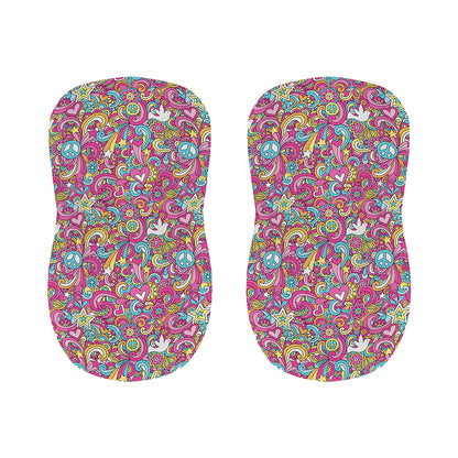 Groovy Girly Peace Pattern Print Bar Stool Covers