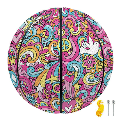 Groovy Girly Peace Pattern Print Basketball