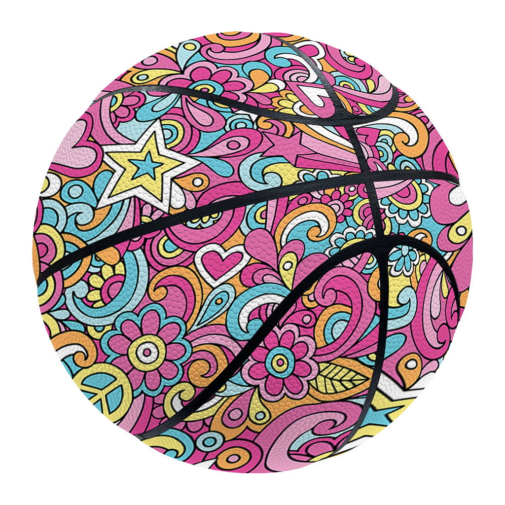 Groovy Girly Peace Pattern Print Basketball