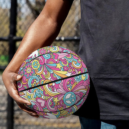 Groovy Girly Peace Pattern Print Basketball