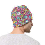 Groovy Girly Peace Pattern Print Beanie