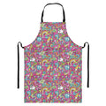 Groovy Girly Peace Pattern Print Bib Apron With Pocket