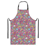 Groovy Girly Peace Pattern Print Bib Apron With Pocket