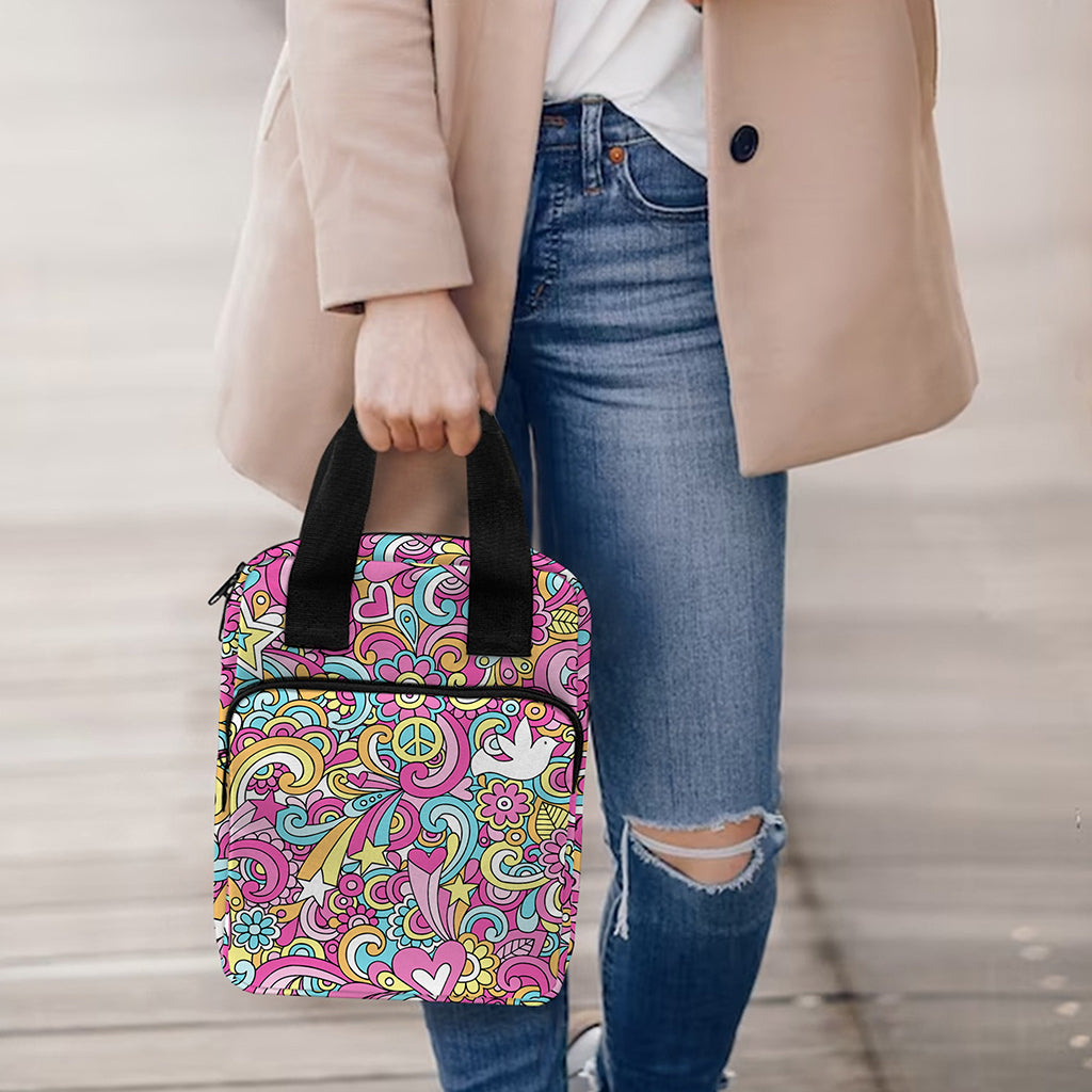 Groovy Girly Peace Pattern Print Bible Tote Bag