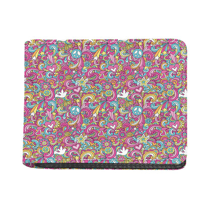 Groovy Girly Peace Pattern Print Bifold Wallet