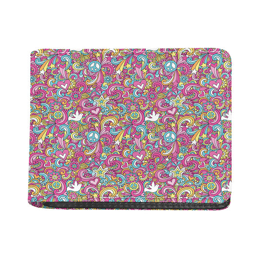 Groovy Girly Peace Pattern Print Bifold Wallet
