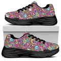 Groovy Girly Peace Pattern Print Black Chunky Shoes