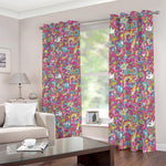 Groovy Girly Peace Pattern Print Blackout Grommet Curtains