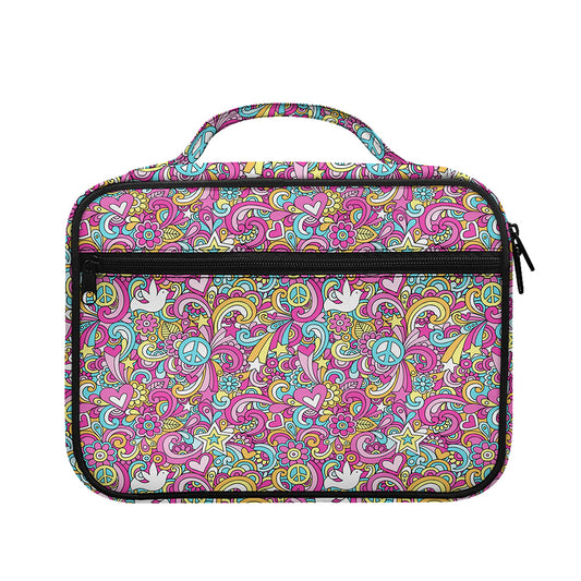 Groovy Girly Peace Pattern Print Briefcase Bible Bag