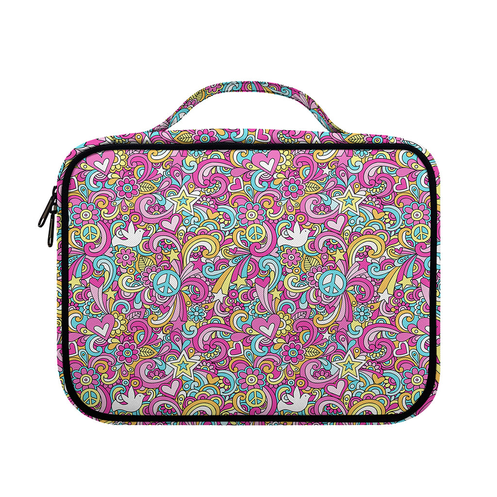 Groovy Girly Peace Pattern Print Briefcase Bible Bag