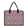 Groovy Girly Peace Pattern Print Canvas Tote Bag