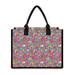 Groovy Girly Peace Pattern Print Canvas Tote Bag