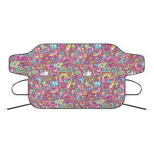 Groovy Girly Peace Pattern Print Car Windshield Snow Cover