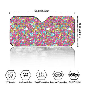 Groovy Girly Peace Pattern Print Car Windshield Sun Shade