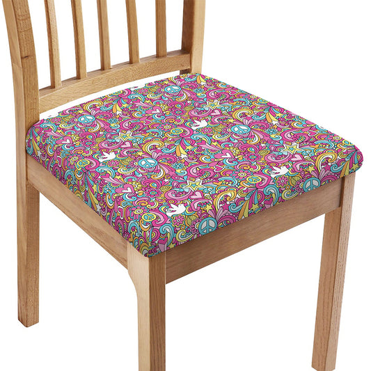 Groovy Girly Peace Pattern Print Chair Cushion Cover