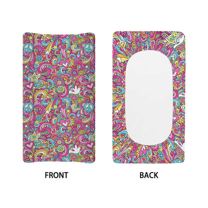 Groovy Girly Peace Pattern Print Changing Pad Cover