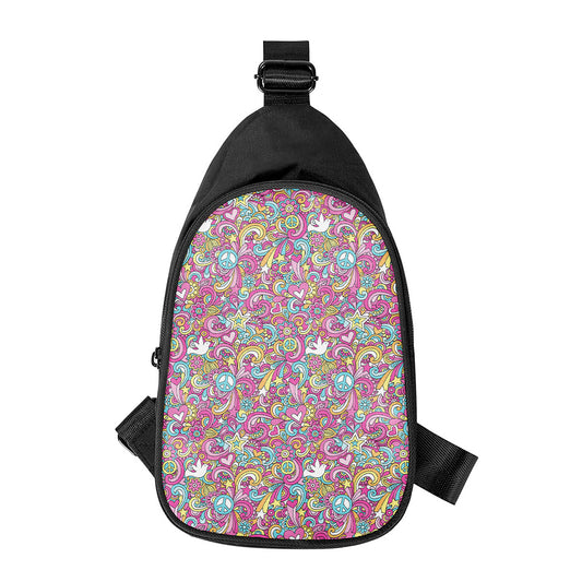 Groovy Girly Peace Pattern Print Chest Bag