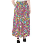 Groovy Girly Peace Pattern Print Chiffon Maxi Skirt