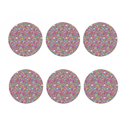 Groovy Girly Peace Pattern Print Coaster Set