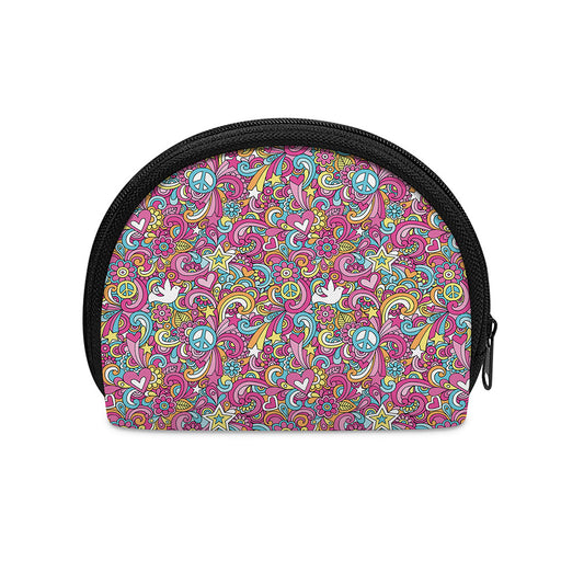 Groovy Girly Peace Pattern Print Coin Purse