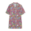 Groovy Girly Peace Pattern Print Cotton Hawaiian Shirt