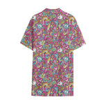 Groovy Girly Peace Pattern Print Cotton Hawaiian Shirt
