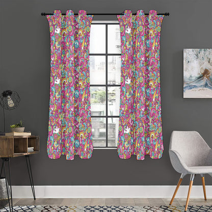 Groovy Girly Peace Pattern Print Curtain