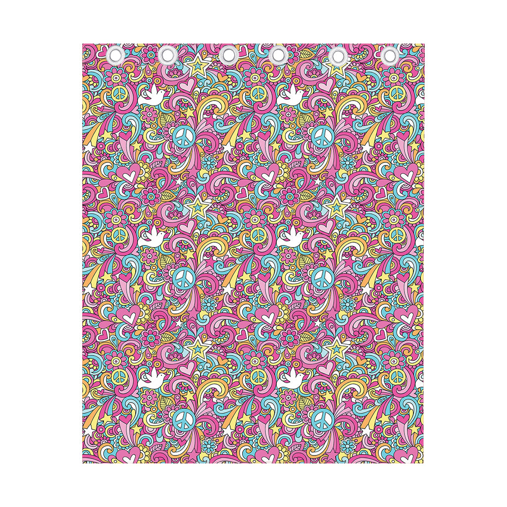 Groovy Girly Peace Pattern Print Curtain