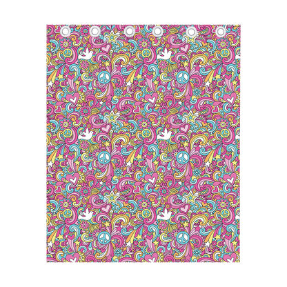 Groovy Girly Peace Pattern Print Curtain