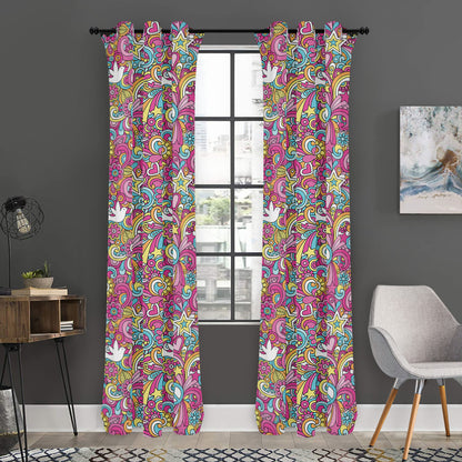Groovy Girly Peace Pattern Print Curtain