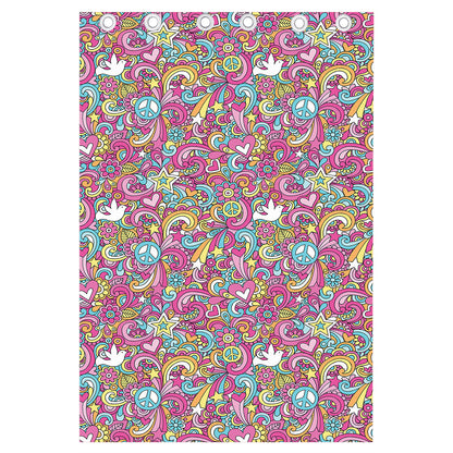 Groovy Girly Peace Pattern Print Curtain