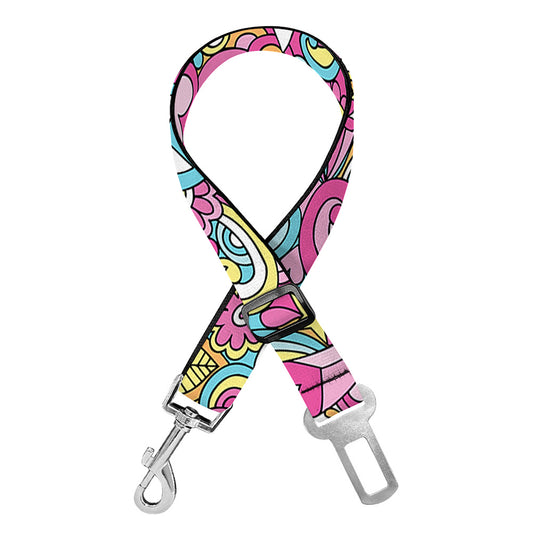 Groovy Girly Peace Pattern Print Dog Seat Belt