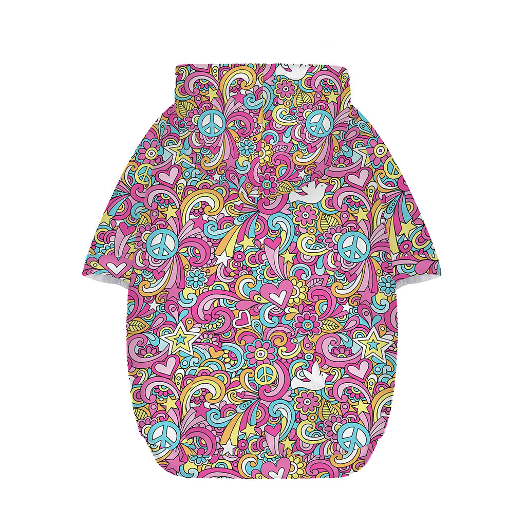 Groovy Girly Peace Pattern Print Dog Zip Up Hoodie