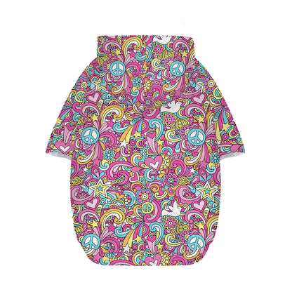 Groovy Girly Peace Pattern Print Dog Zip Up Hoodie