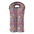 Groovy Girly Peace Pattern Print Double Neoprene Wine Tote