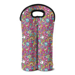 Groovy Girly Peace Pattern Print Double Neoprene Wine Tote